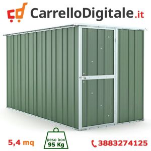 Box in Acciaio Zincato Casetta da Giardino in Lamiera 1.75 x 3.07 m x h1.82 m - 95 KG - 5,4 metri quadri - VERDE