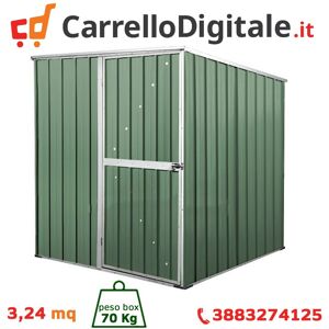 Box in Acciaio Zincato Casetta da Giardino in Lamiera 1.75 x 1.85 m x h1.92 m - 70 KG - 3,24 metri quadri - VERDE