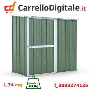 Box in Acciaio Zincato Casetta da Giardino in Lamiera 1.74 x 1.00 m x h1.82 m - 43 KG – 1.74 metri quadri - VERDE