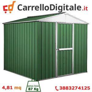 Box in Acciaio Zincato Casetta da Giardino in Lamiera 2.75 x 1.75 m x h2.12 m - 87 KG – 4.81 metri quadri - VERDE