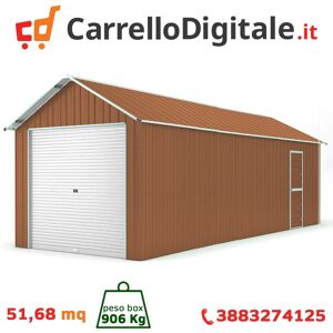 Box in Acciaio Zincato Casetta da Giardino in Lamiera Box Auto 4.38 x 11.80 m x h 3.31 m - 906 KG – 51.68 metri quadri - LEGNO