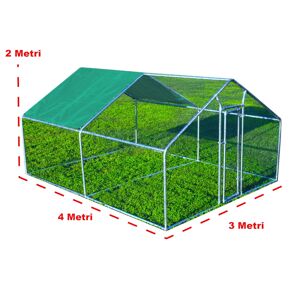 Gabbia per animali da esterno - Recinto per Polli 3 x 4m x 2m H  - 12 mq - 73Kg