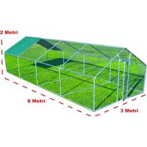 Gabbia per animali da esterno - Recinto per Polli 3 x 8m x 2m H  - 24 mq - 117Kg