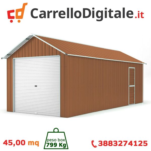 box in acciaio zincato casetta da giardino in lamiera box auto 4.38 x 10.28 m x h 3.31 m - 799 kg – 45 metri quadri - legno