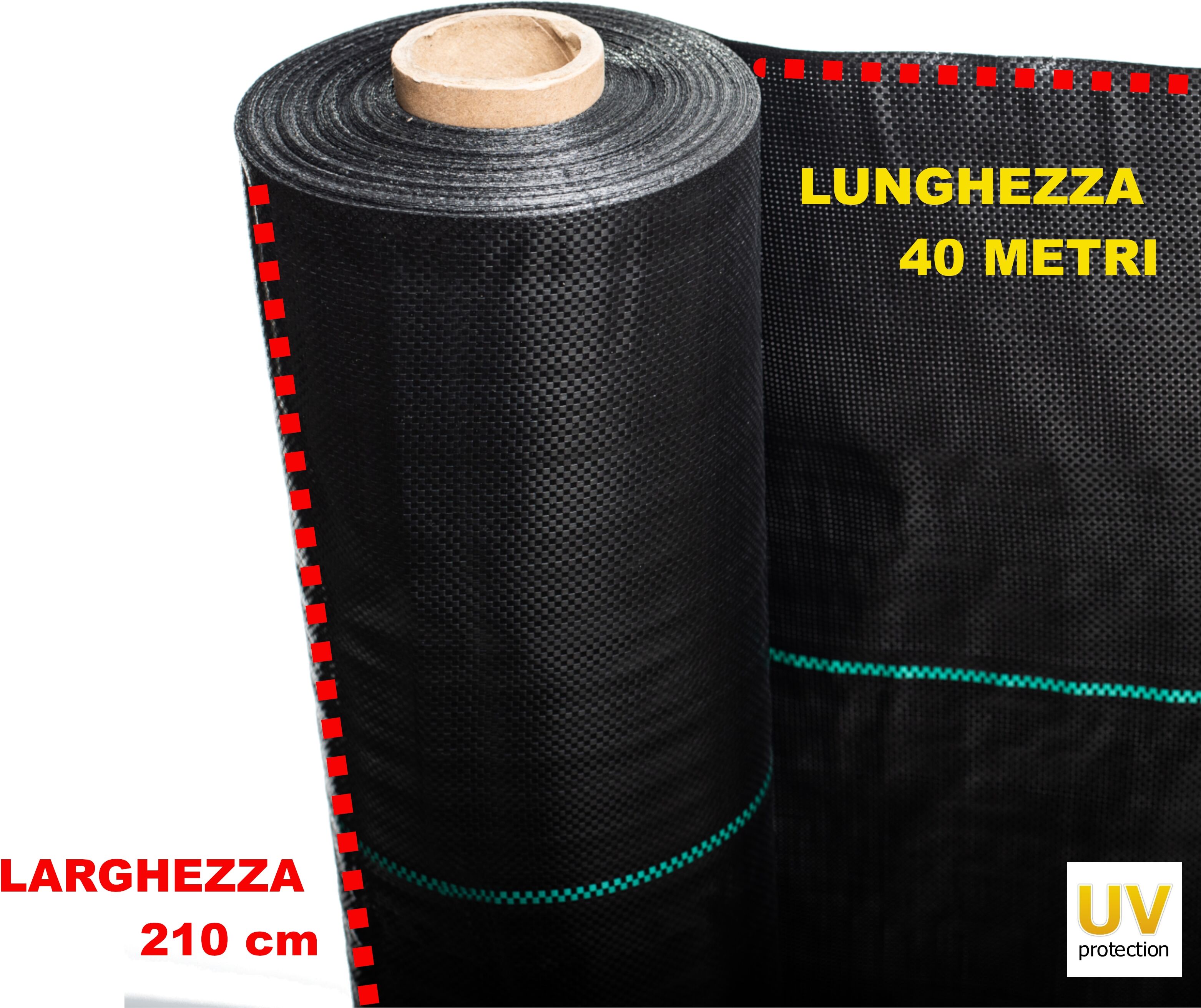 Telo professionale per pacciamatura anti alga/ erbacce in polipropilene  210cm x 40m  - 100gr/mq