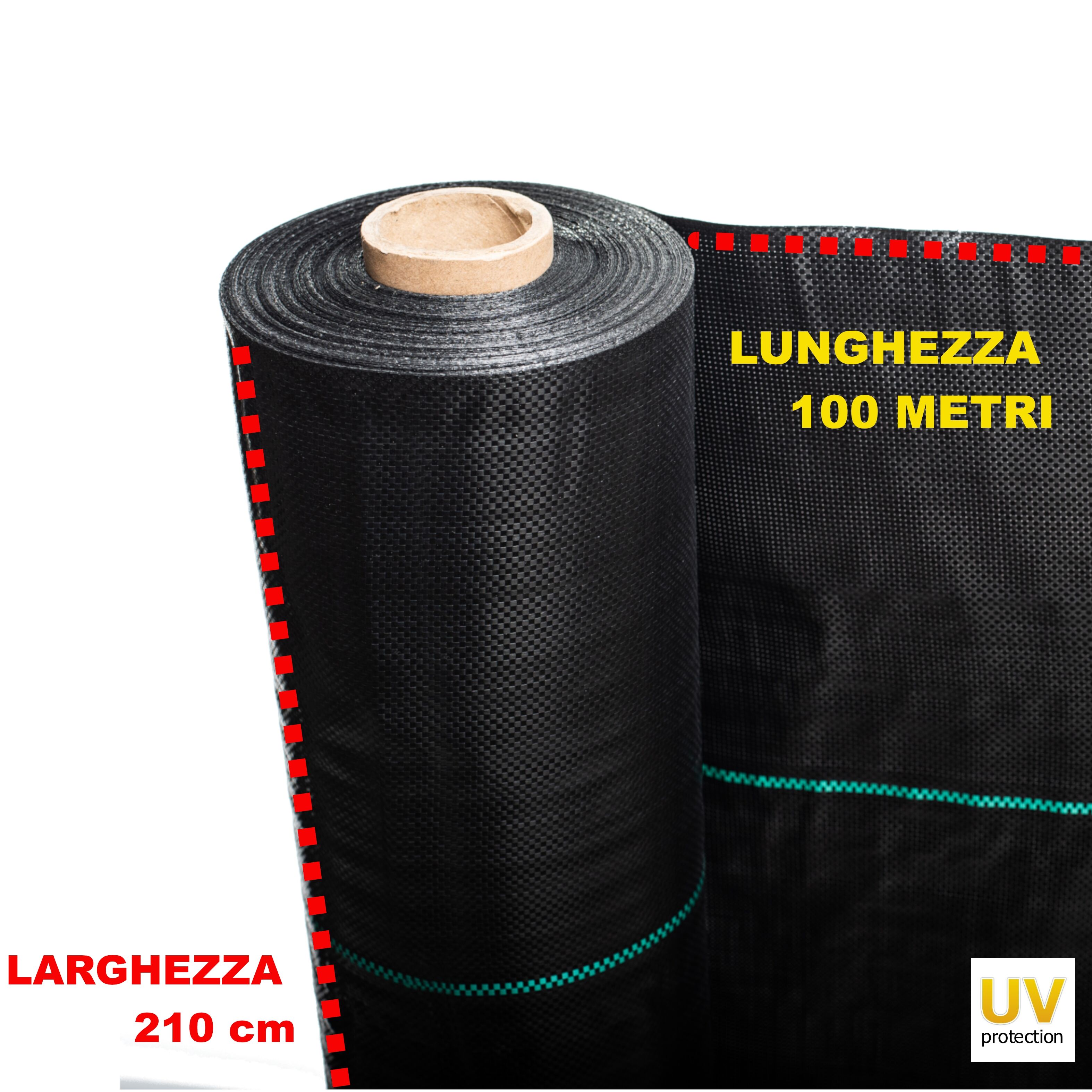 Telo professionale per pacciamatura anti alga/ erbacce in polipropilene 210cm x 100m 100gr/mq