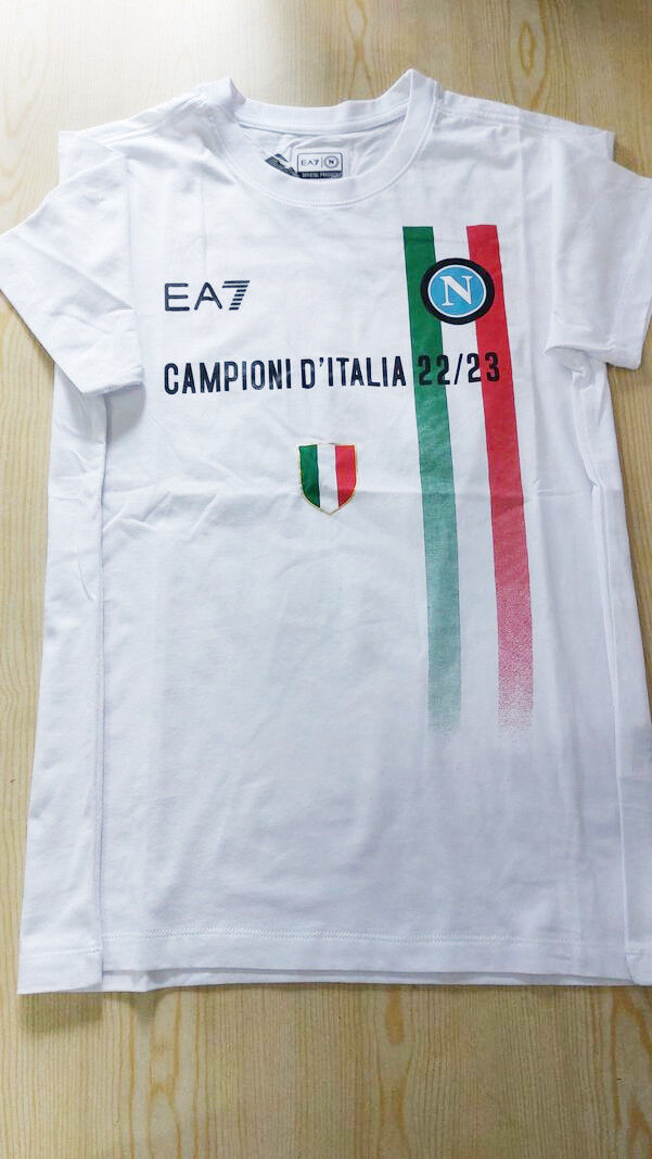 nike ssc napoli ea7 t-shirt tempo libero 2023 uomo campioni d italia 2022 23