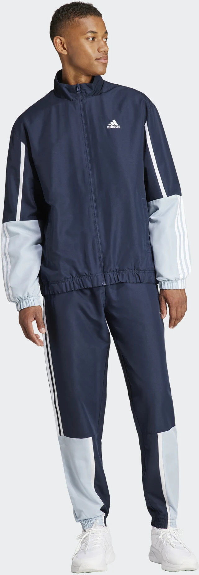 adidas Tuta Intera Completa UOMO ColorBlock 3 Stripes Woven Blu