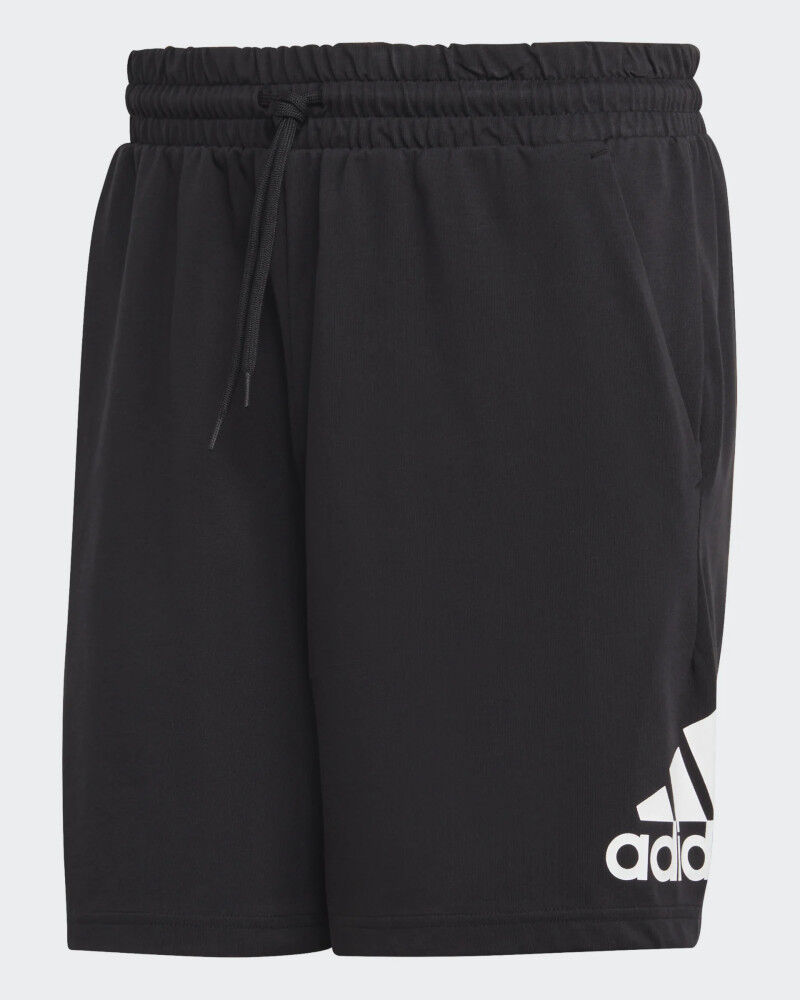 adidas Pantaloncini Shorts UOMO Nero Cotone Jersey Big Logo Single Jersey