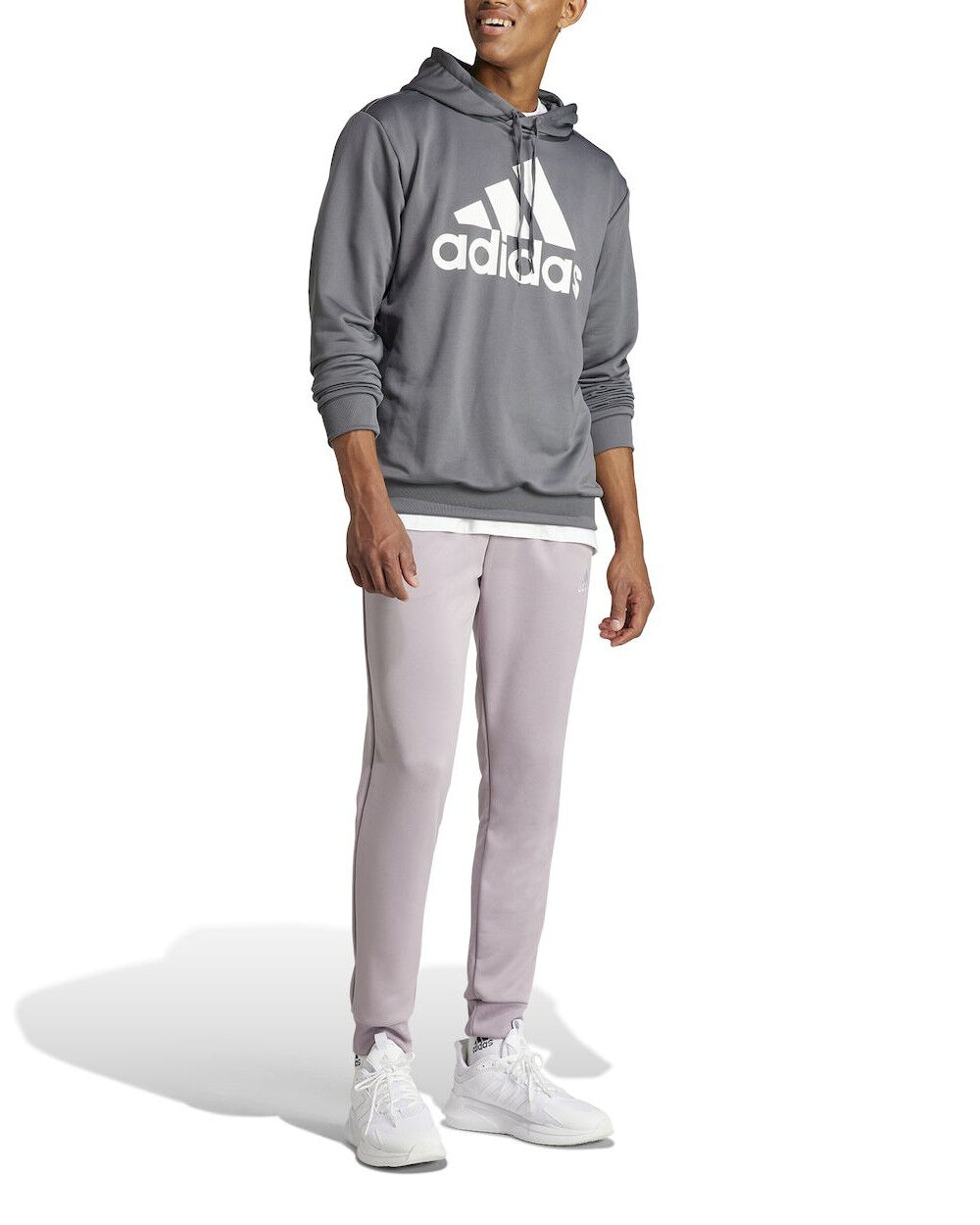 adidas Tuta Intera Completa UOMO Big Logo Hoodie Grigio con tasche