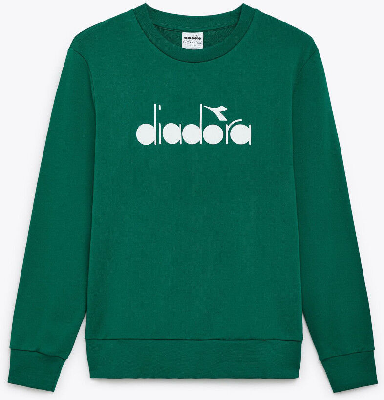 Diadora Felpa Sportiva UOMO Verde CREW LOGO Pullover French Terry