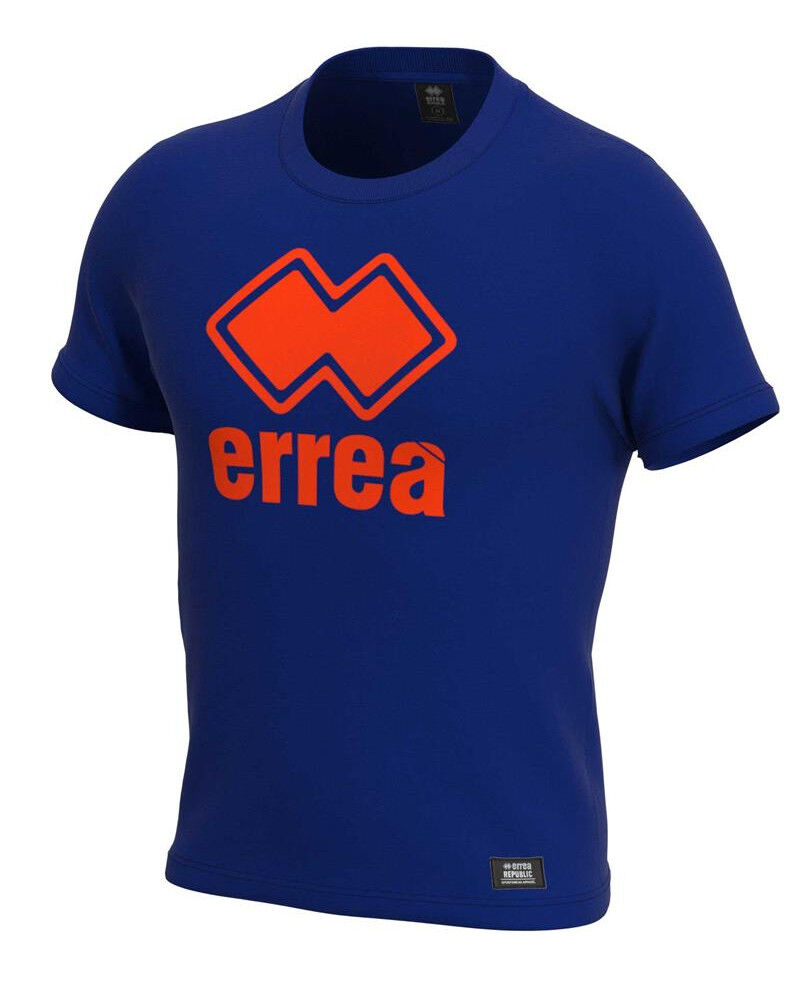 Errea T-shirt maglia maglietta UOMO Blu Arancione Essential Logo Crew Cotone