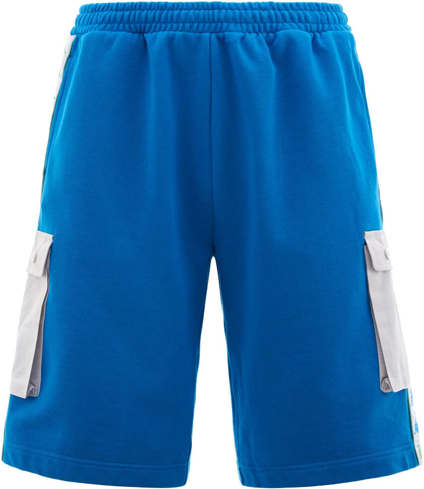 Kappa Pantaloncini Shorts UOMO Banda 222 Azzurro SANCIO con tasche