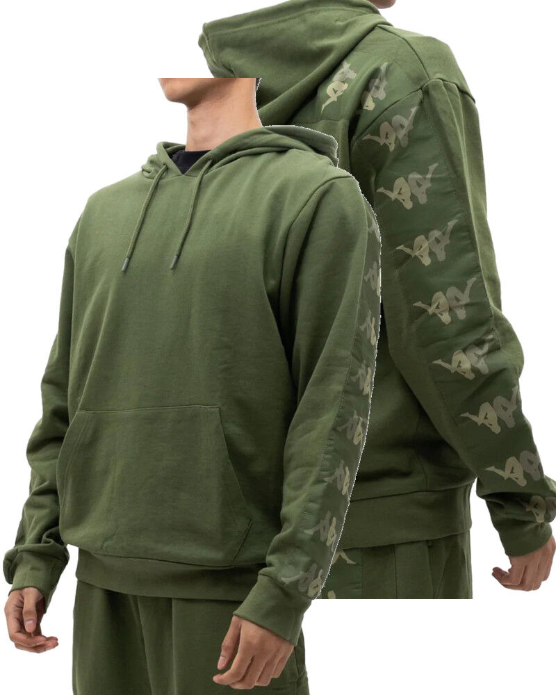 Kappa Felpa Cappuccio Hoodie UOMO Banda 222 Verde Parsley 10 Lirt