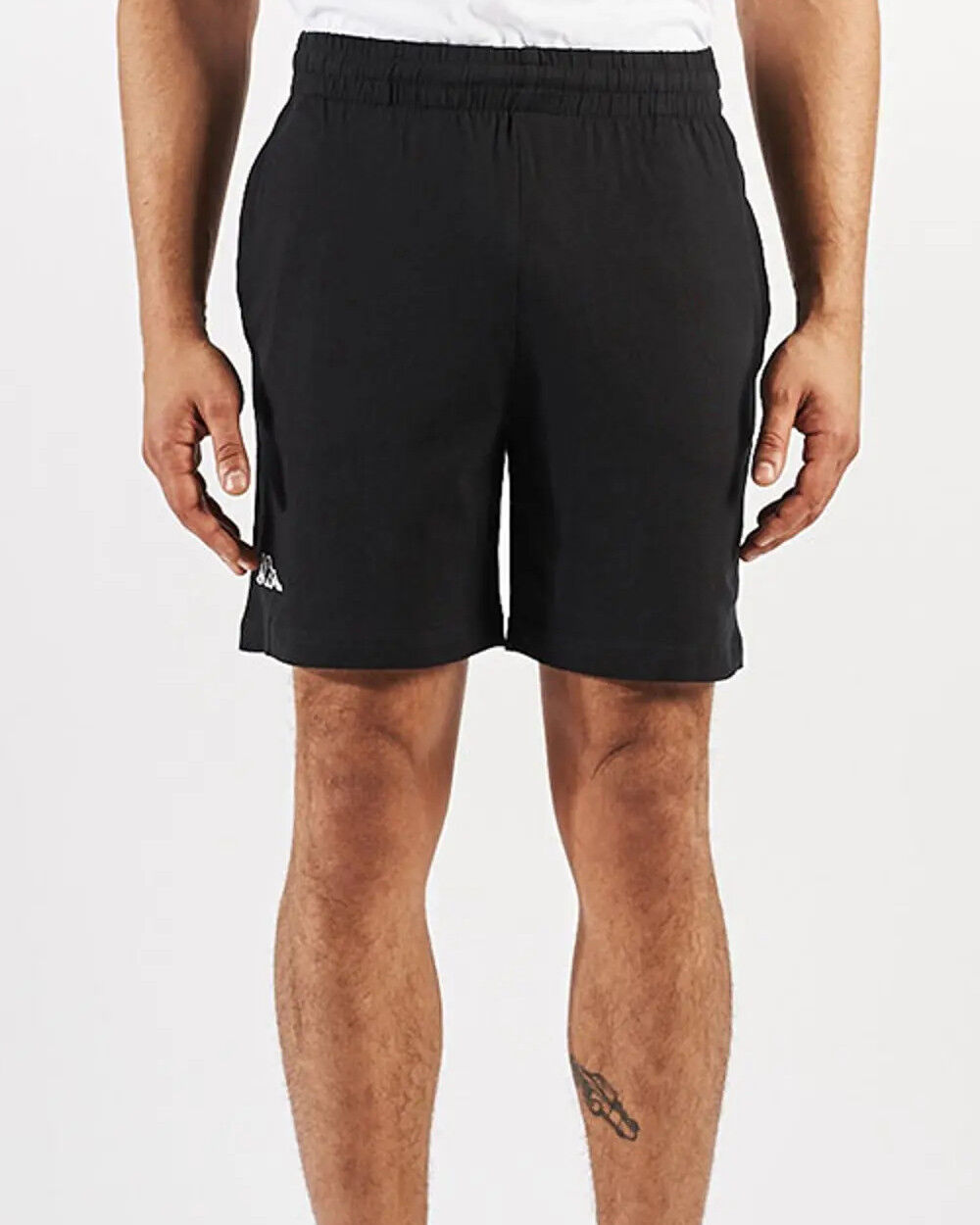 Kappa Pantaloncini Shorts UOMO Banda 222 Nero LOGO CABAS Cotone Jersey