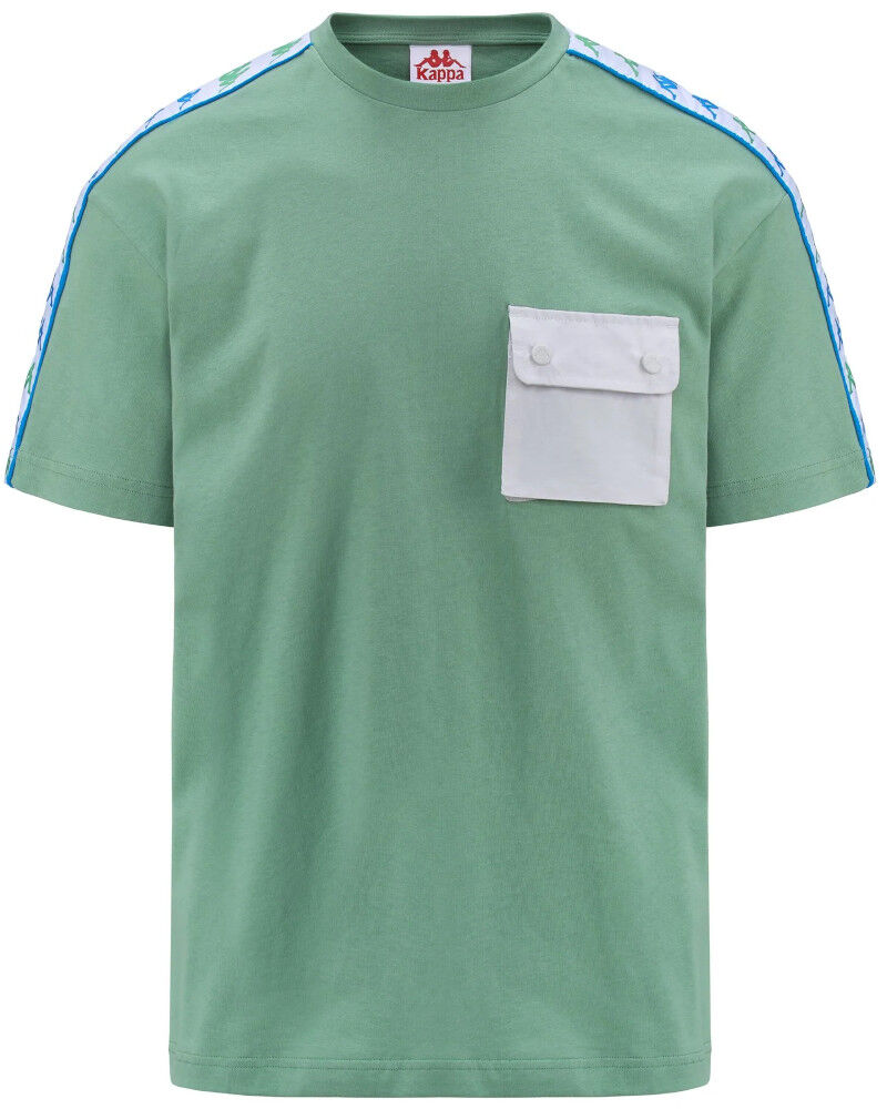 Kappa T-shirt maglia maglietta UOMO Banda 222 Verde SIDONIO Cotone Jersey