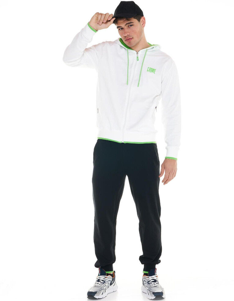 Leone1947 Tuta Intera Completa UOMO Leone 1947 Sporty Fluo Hoodie Bianco Verde nero