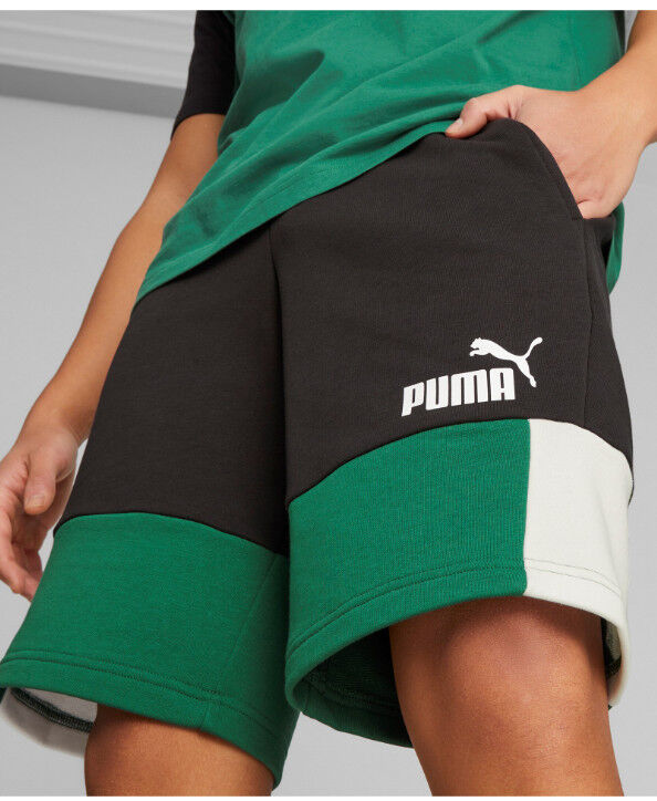 Puma Pantaloncini Shorts UOMO Bermuda Nero Verde Vine Essentials ColorBlock