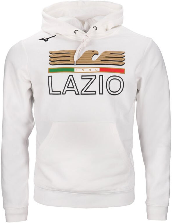 Mizuno SS Lazio Felpa Cappuccio Hoodie Bianco Cotone felpato con tasche 2023 24