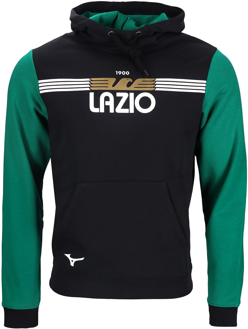 Mizuno SS Lazio Felpa Cappuccio Hoodie Fan wear Verde Nero Cotone Felpato