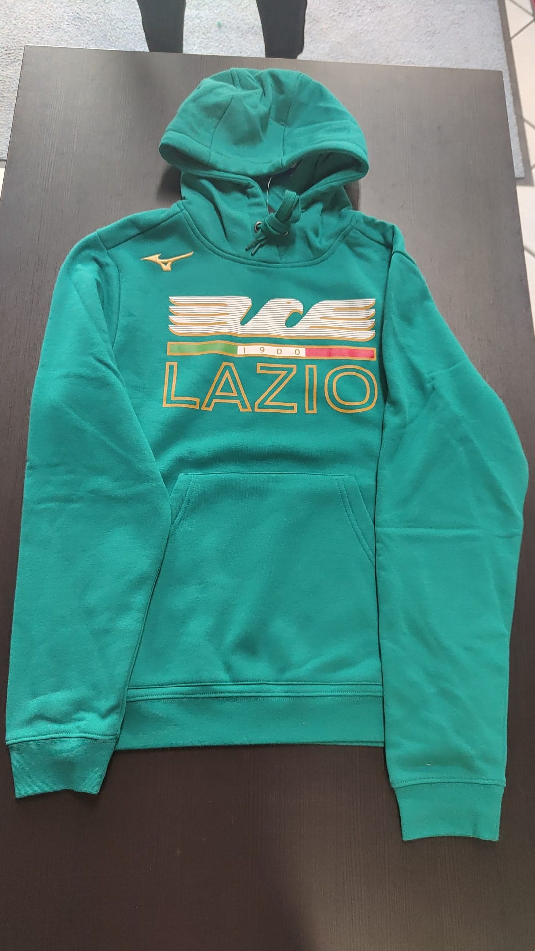 Mizuno SS Lazio Felpa Cappuccio Hoodie UOMO Teal Green Cotone FELPATO 2023 24