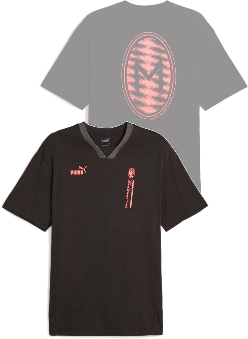 Puma Ac Milan T-shirt maglia maglietta Nero Cotone Ftbll Culture V-Neck 2023 24