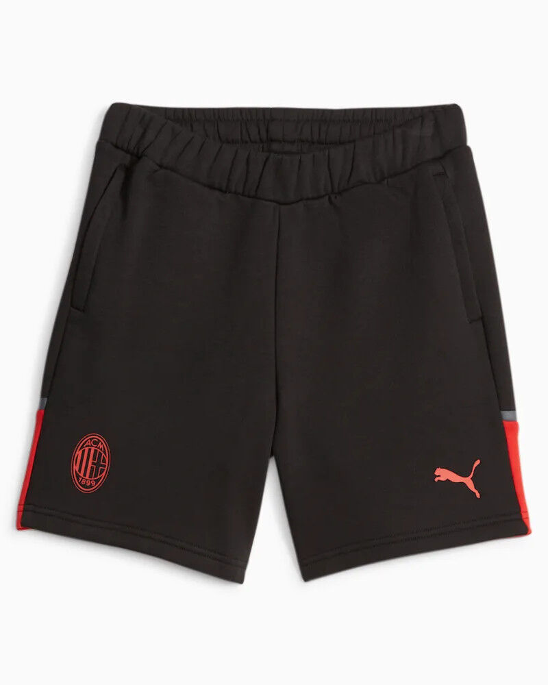 Puma Ac Milan Pantaloncini Shorts Casuals Nero 2023 24 Cotone Garzato