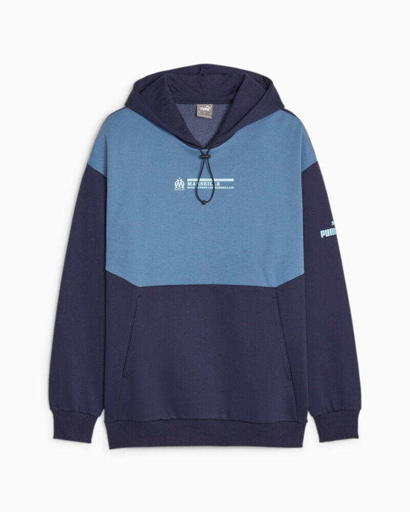 Puma Marsiglia OM Olympique Felpa Cappuccio Hoodie Blue Cotone 2023 24