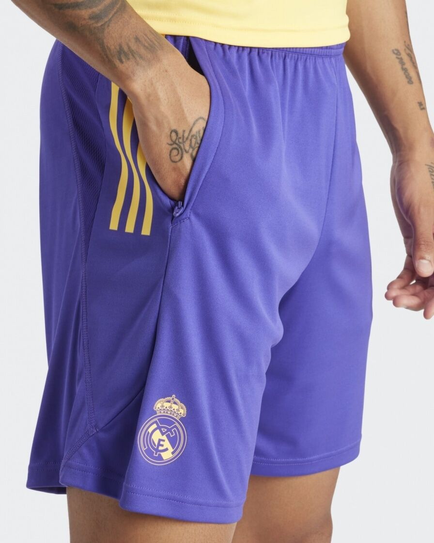 adidas Real Madrid Pantaloncini Shorts Viola con TASCHE a ZIP Training 2024