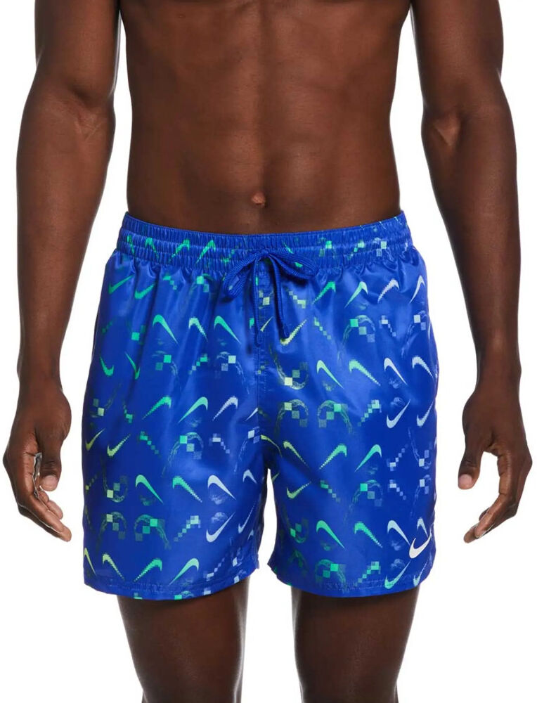 Nike Costume da Bagno pantaloncini Shorts UOMO Swim Volley Swoosh 5 Azzurro