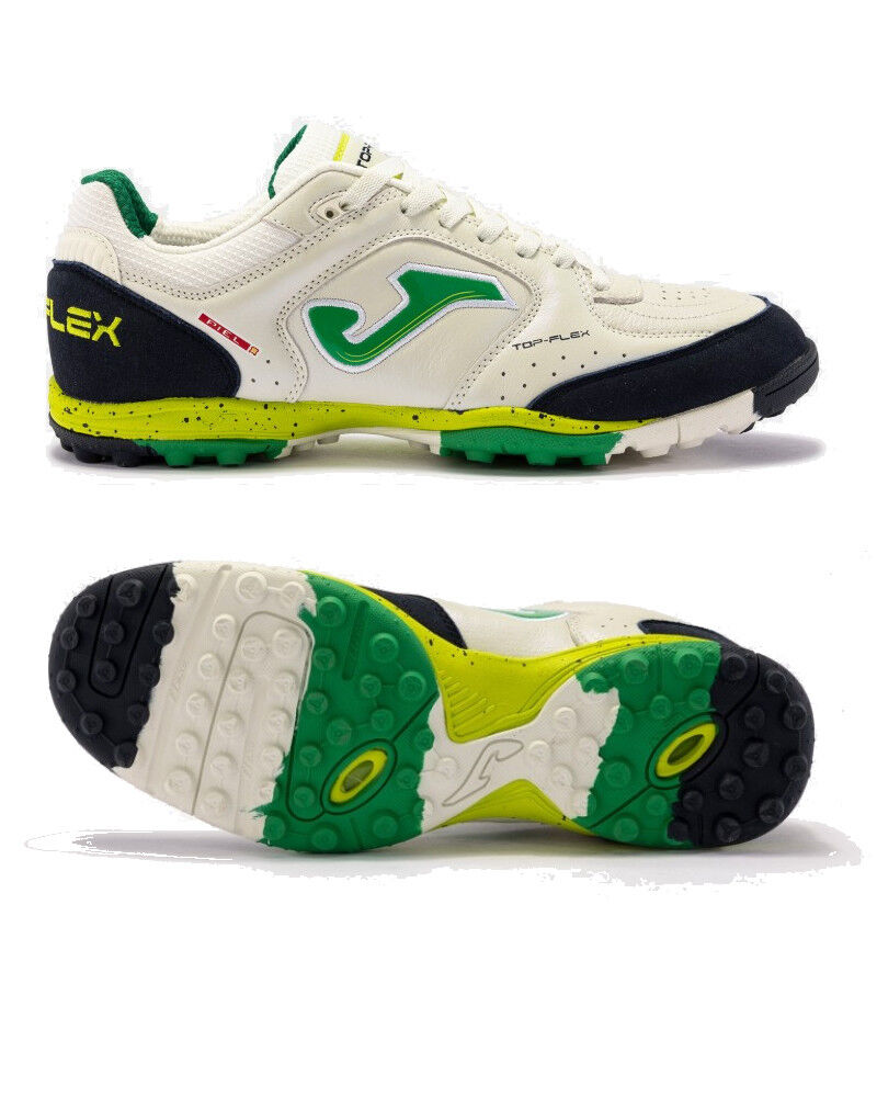 Joma Scarpe Calcio Calcetto Top Flex 2426 Bianco Verde Vera Pelle