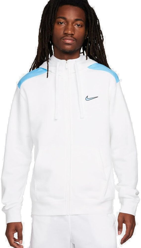 Nike Giacca Sportiva felpa cappuccio UOMO Bianco Sportswear Fleece Fz Bb Cotone