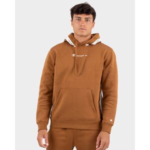 Champion Felpa Cappuccio Hoodie UOMO Pullover Tape Marrone Cotone Felpato