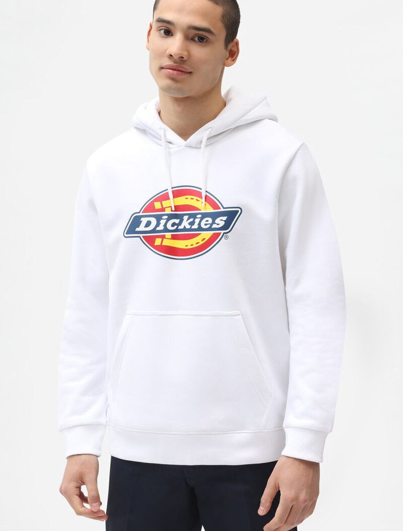 Diadora Felpa Cappuccio Hoodie UOMO Dickies ICON LOGO Bianco Cotone felpato