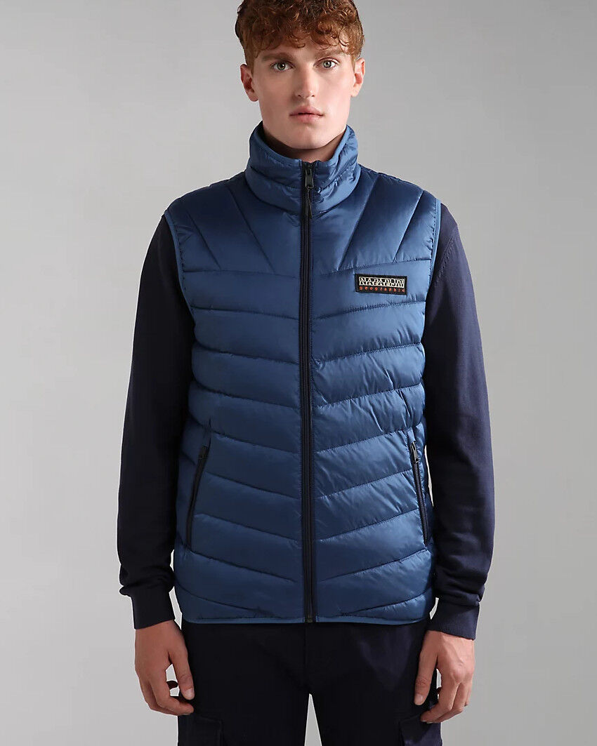 Napapijri Piumino Giubbino UOMO Blu Aerons VEST Smanicato Lifestyle