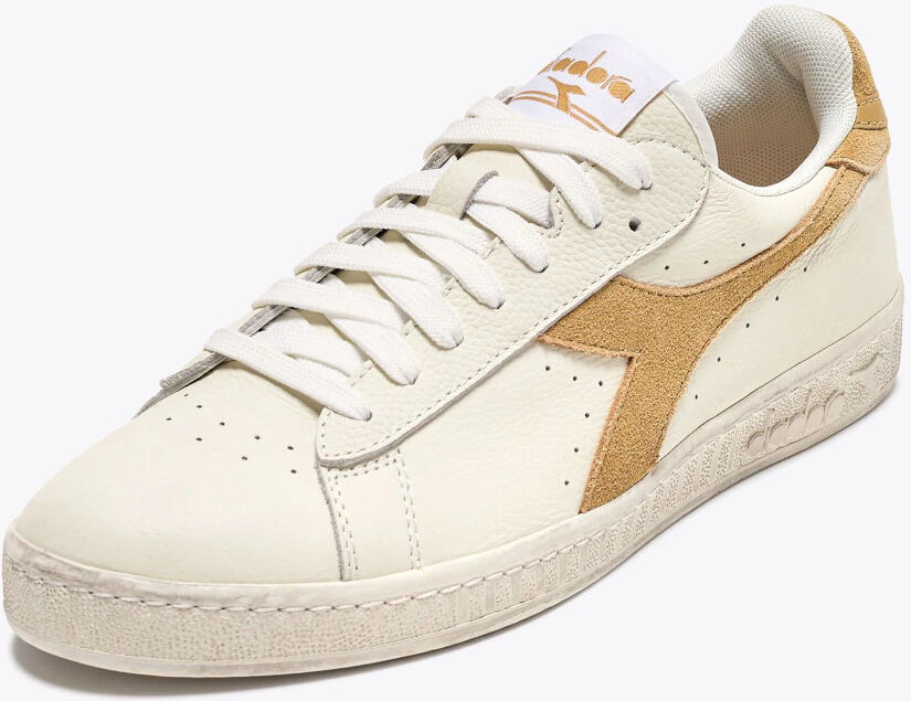 Diadora Scarpe Sneakers UOMO Game L Low Waxed Suede Pop Bianco Beige T2 pelle