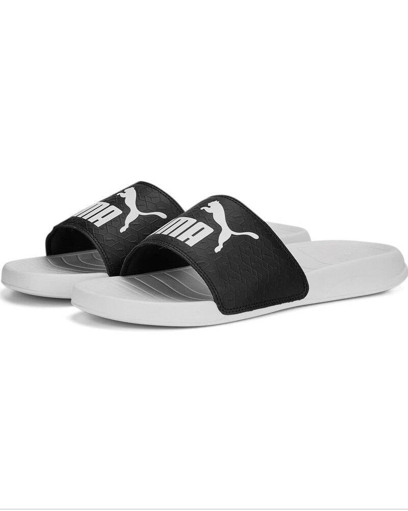 Puma Ciabatte Sandali Mare Piscina UOMO Nero Bianco Popcat 20 Logo Power