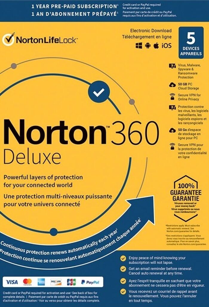 norton 360 deluxe 50gb pc mac 5 dispositivi 1 anno