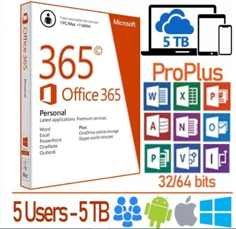 Microsoft Office 365 Pro Plus 2023 5 Utenti PC MAC ESD a VITA