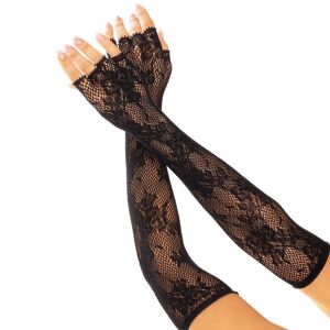 Leg Avenue Hosiery Leg Avenue - Guanti Senza Dita In Rete Floreale Nero