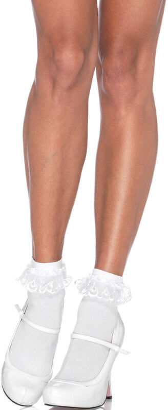 Leg Avenue Hosiery Leg Avenue - Calzini In Pizzo Bianco Con Volant