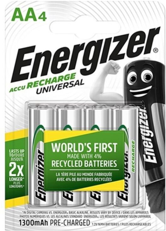 Energizer - Batteria Ricaricabile Universale Hr6 Aa 1300mah 4 Unit