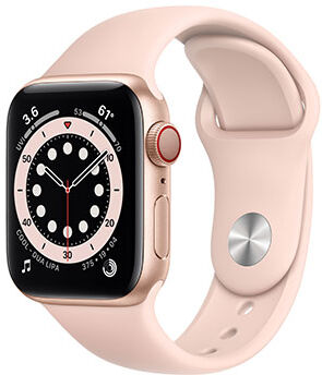 apple watch series 6 gps + cellular 40mm alluminio oro con cinturino sport rosa sabbia usato grado b