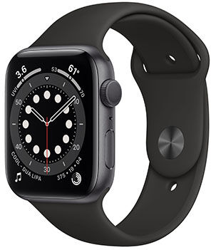 Apple Watch Series 6 GPS 44mm alluminio grigio siderale con cinturino Sport nero Usato Grado A