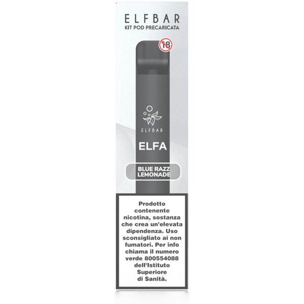 elfbar elfa kit batteria ricaricabile 500mah + pod blue razz lemonade