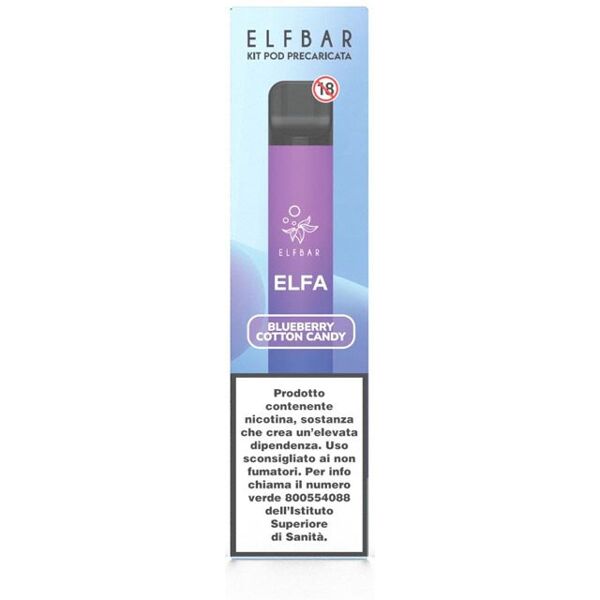 elfbar elfa kit batteria ricaricabile 500mah + pod blueberry cotton candy