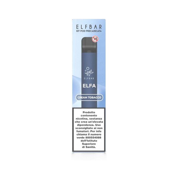 elfbar elfa kit batteria ricaricabile 500mah + pod cream tobacco