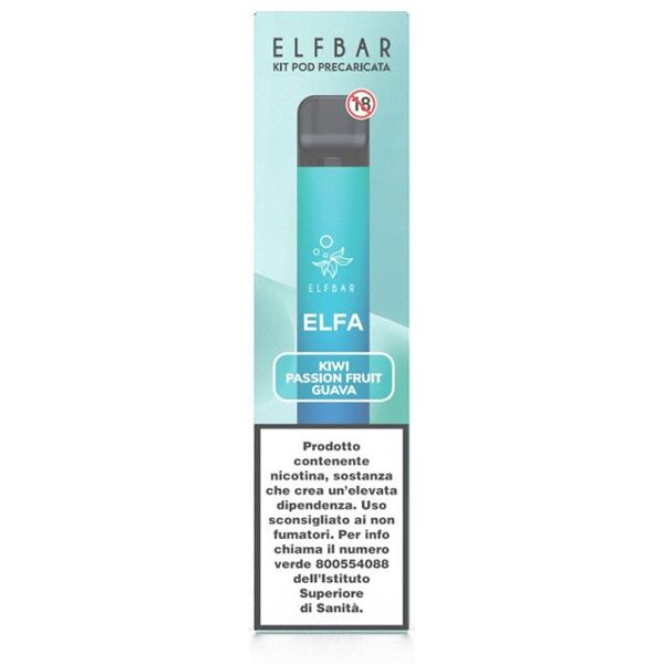 elfbar elfa kit batteria ricaricabile 500mah + pod kiwi passion fruit guava