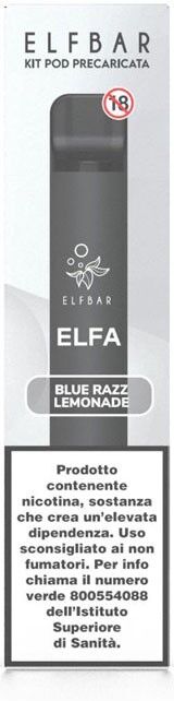 elfbar elfa kit batteria ricaricabile 500mah + pod blue razz lemonade