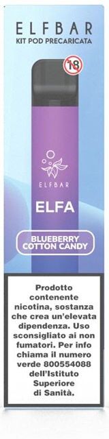 elfbar elfa kit batteria ricaricabile 500mah + pod blueberry cotton candy